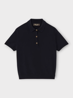 Loro Piana Loro Piana Polo, Navy, Baby Cashmere Classic Short Sleeve Polo In Blue Navy