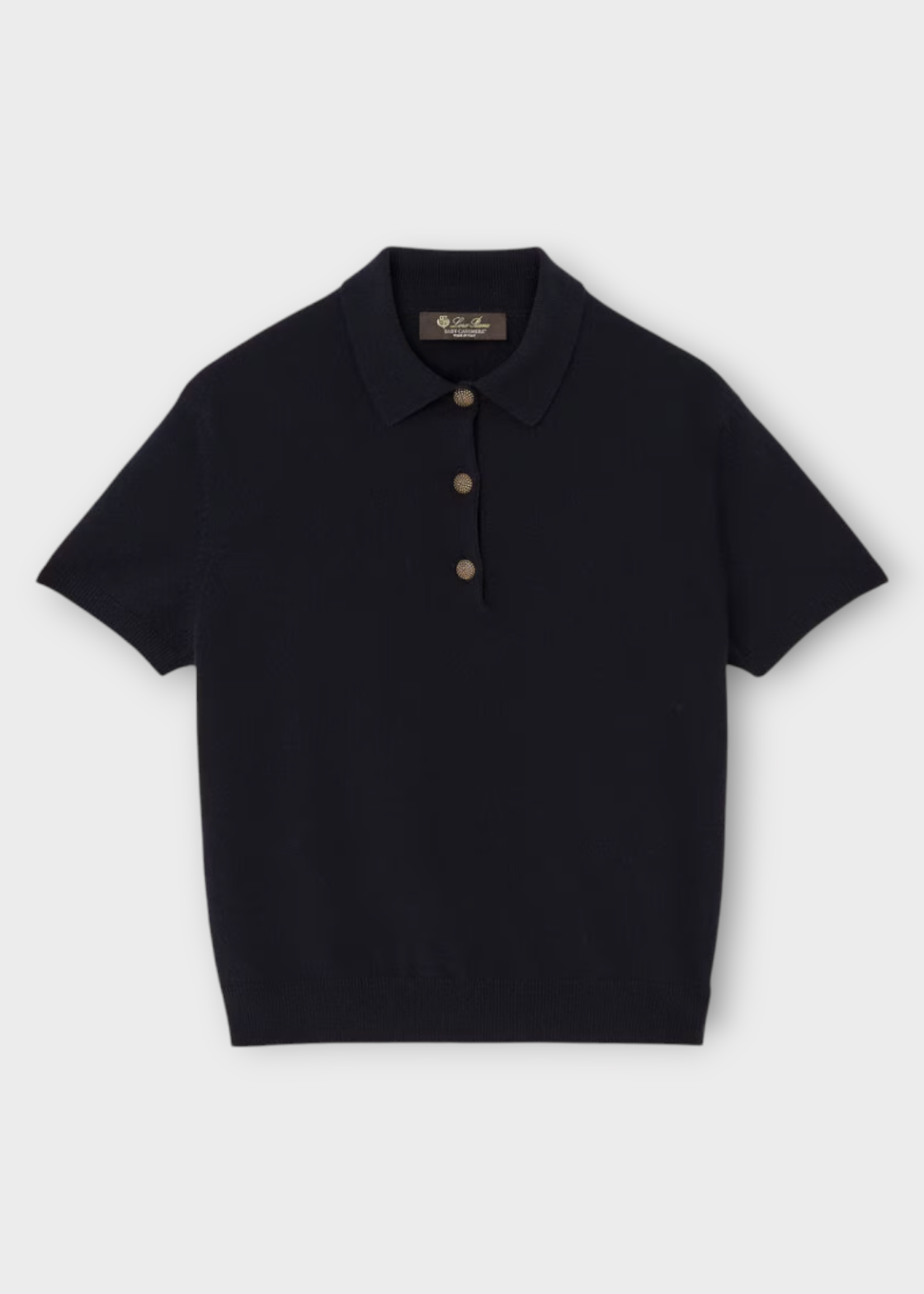 Loro Piana Loro Piana Polo, Navy, Baby Cashmere Classic Short Sleeve Polo In Blue Navy