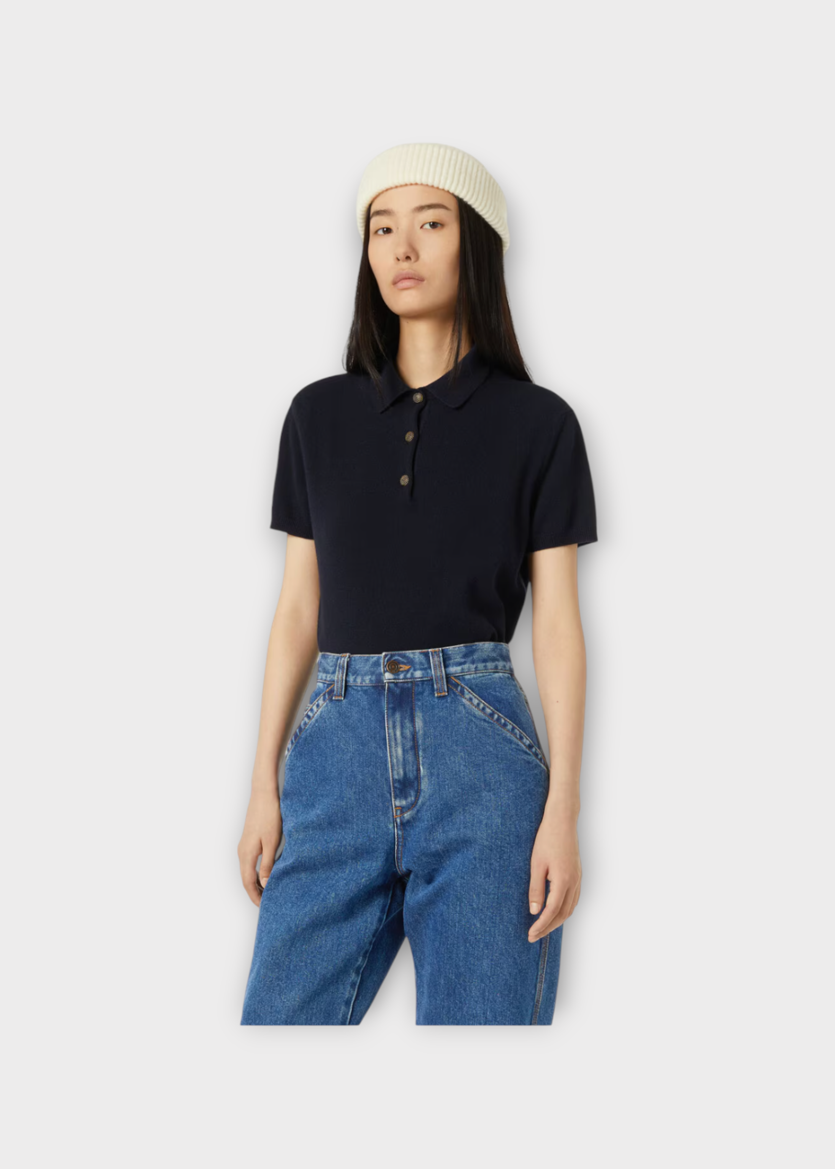 Loro Piana Loro Piana Polo, Navy, Baby Cashmere Classic Short Sleeve Polo In Blue Navy