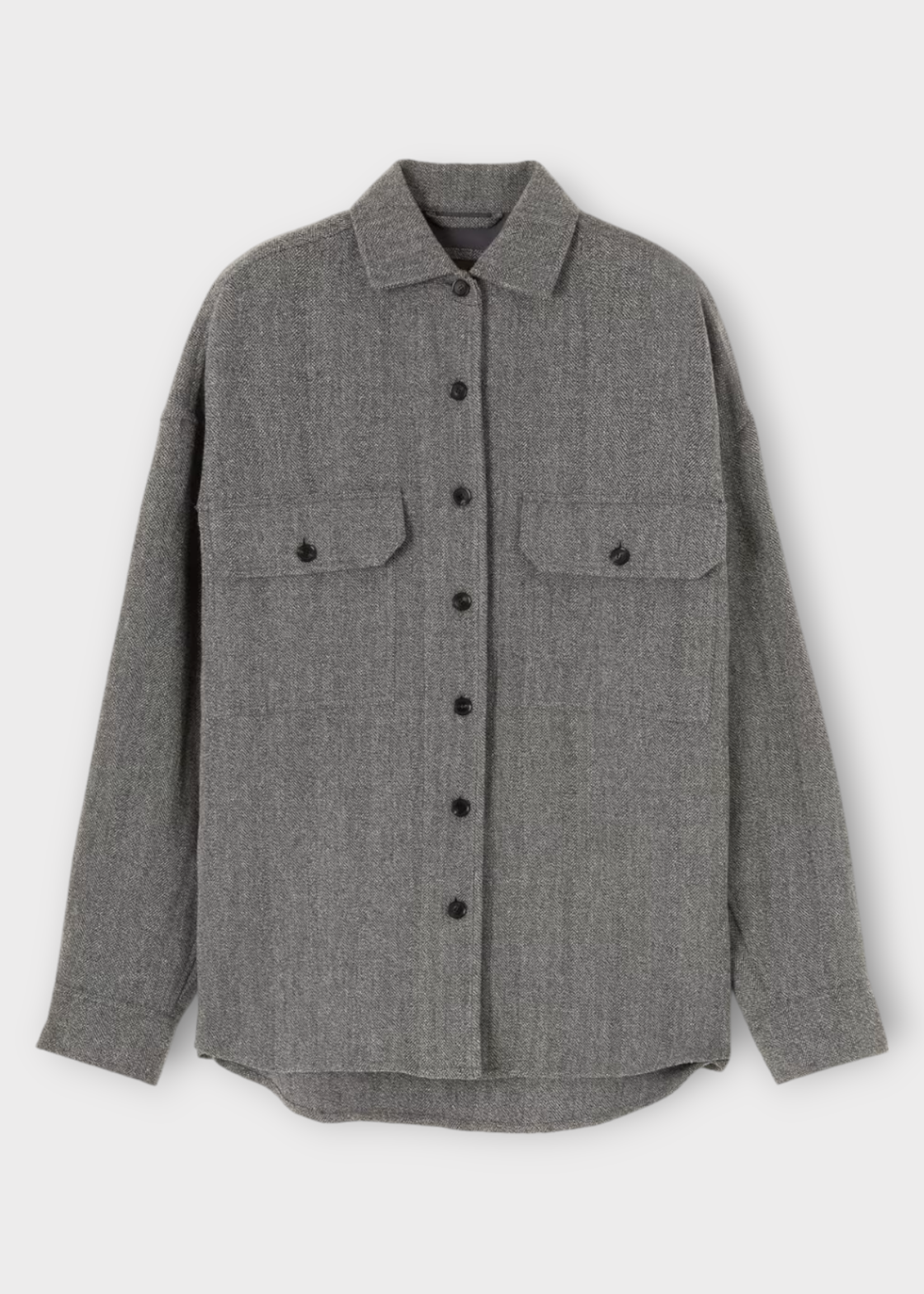 Loro Piana Loro Piana Jacket, Grey, Darby Linen Cashmere & Wool Collared Overshirt w/ Chest Pockets