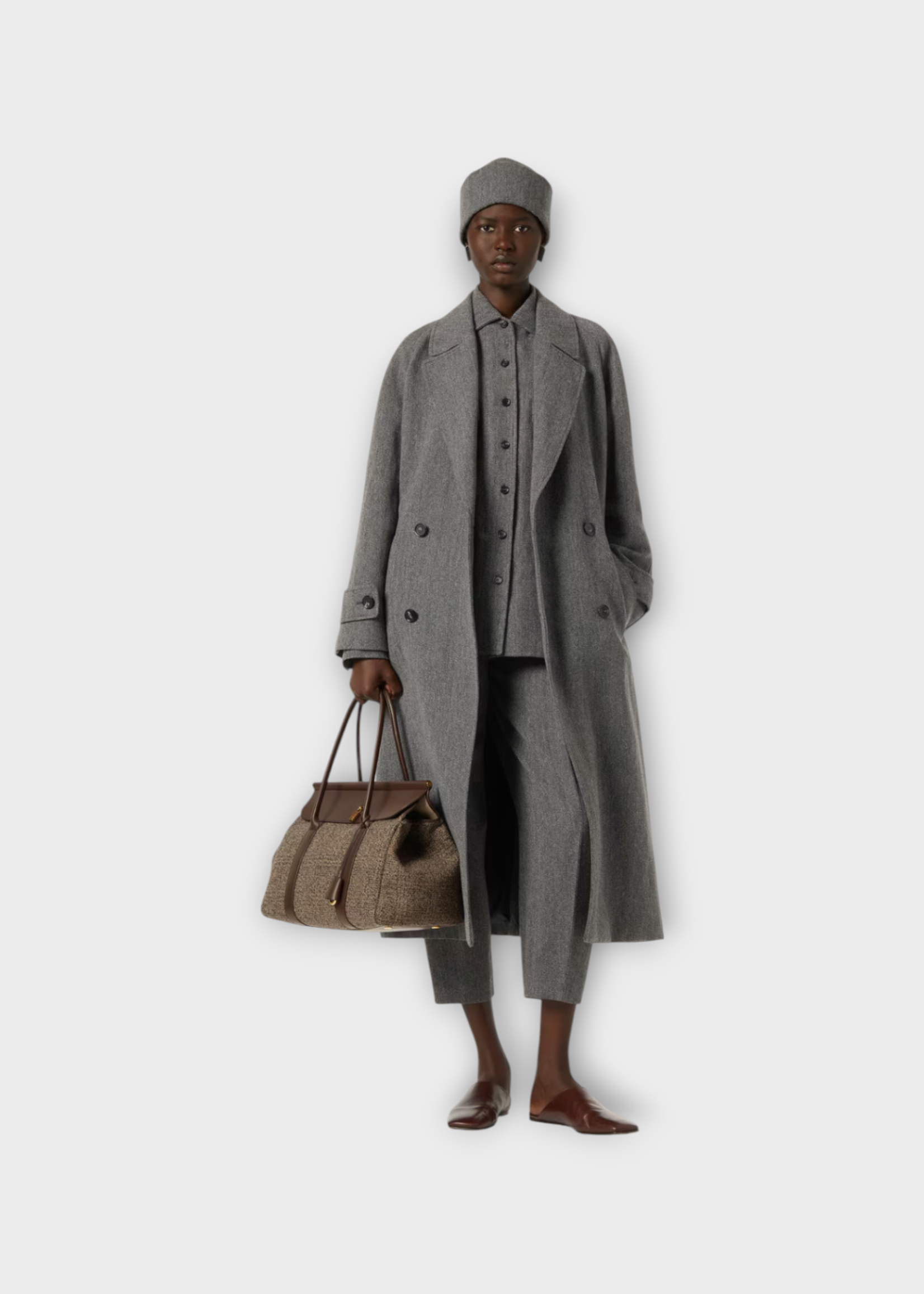 Loro Piana Loro Piana Jacket, Grey, Darby Linen Cashmere & Wool Collared Overshirt w/ Chest Pockets