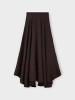 Loro Piana Loro Piana Skirt, Brown, Elise High Waist Flared Midi Skirt In Cloves w/ All Over Diamond Quilting
