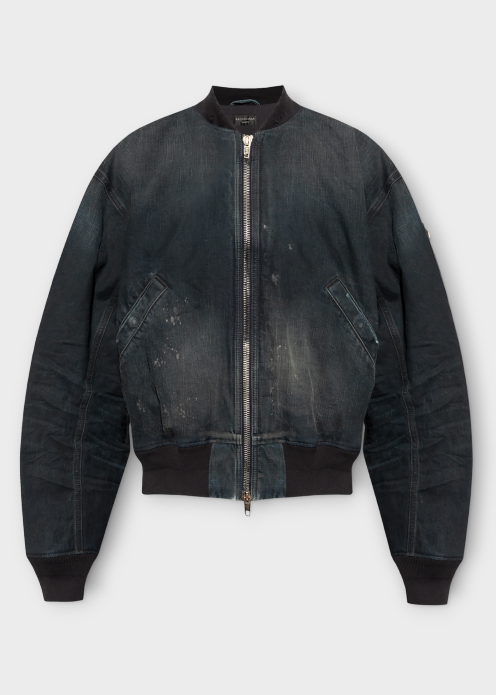 Balenciaga Balenciaga Jacket, Navy, Cotton Denim Zip Up Bomber in Dark Blue Navy