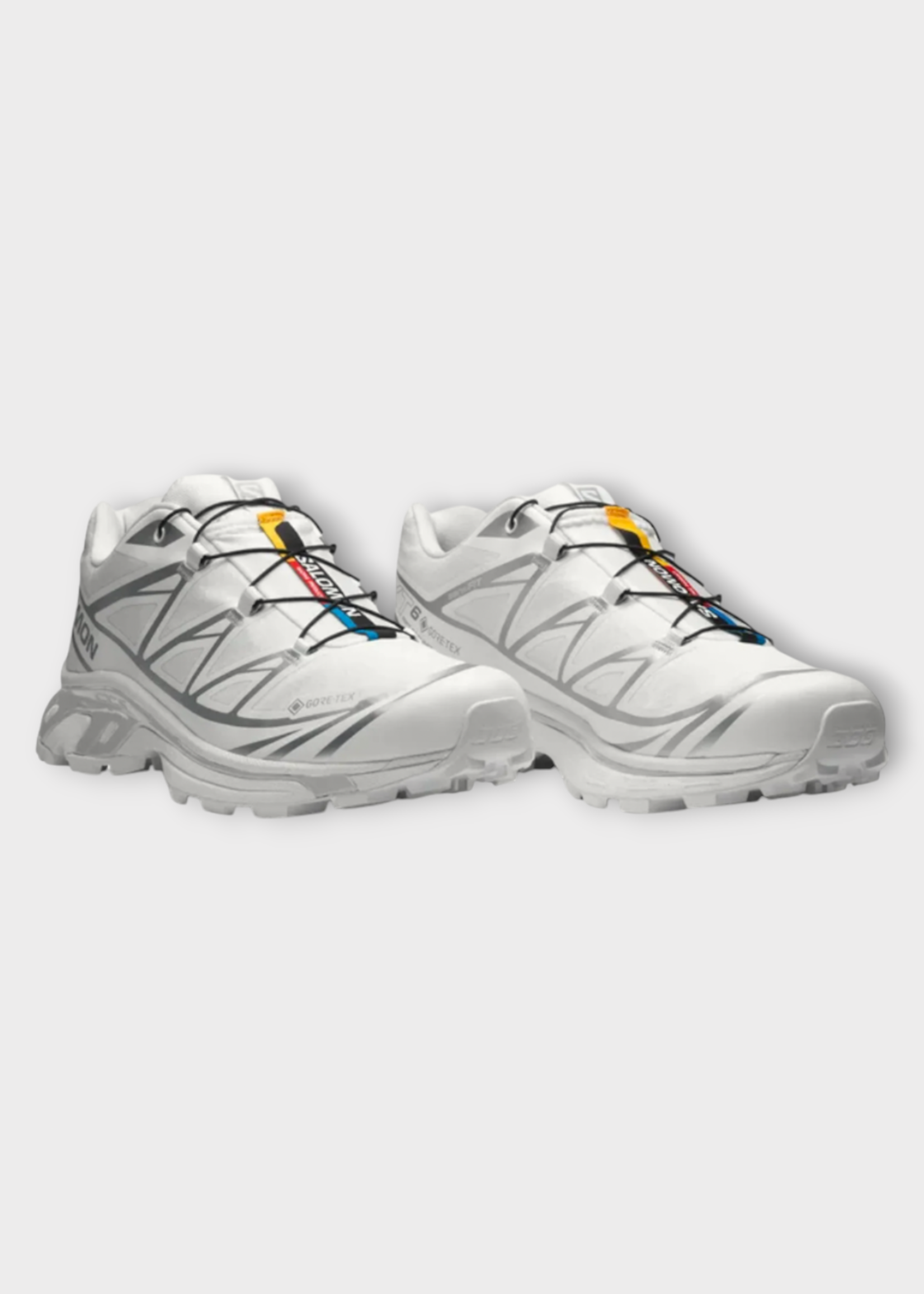 Salomon Salomon Sneakers, White, Xt 6 Gore-Tex Sneakers In White & Silver w/ Drawstring Lace