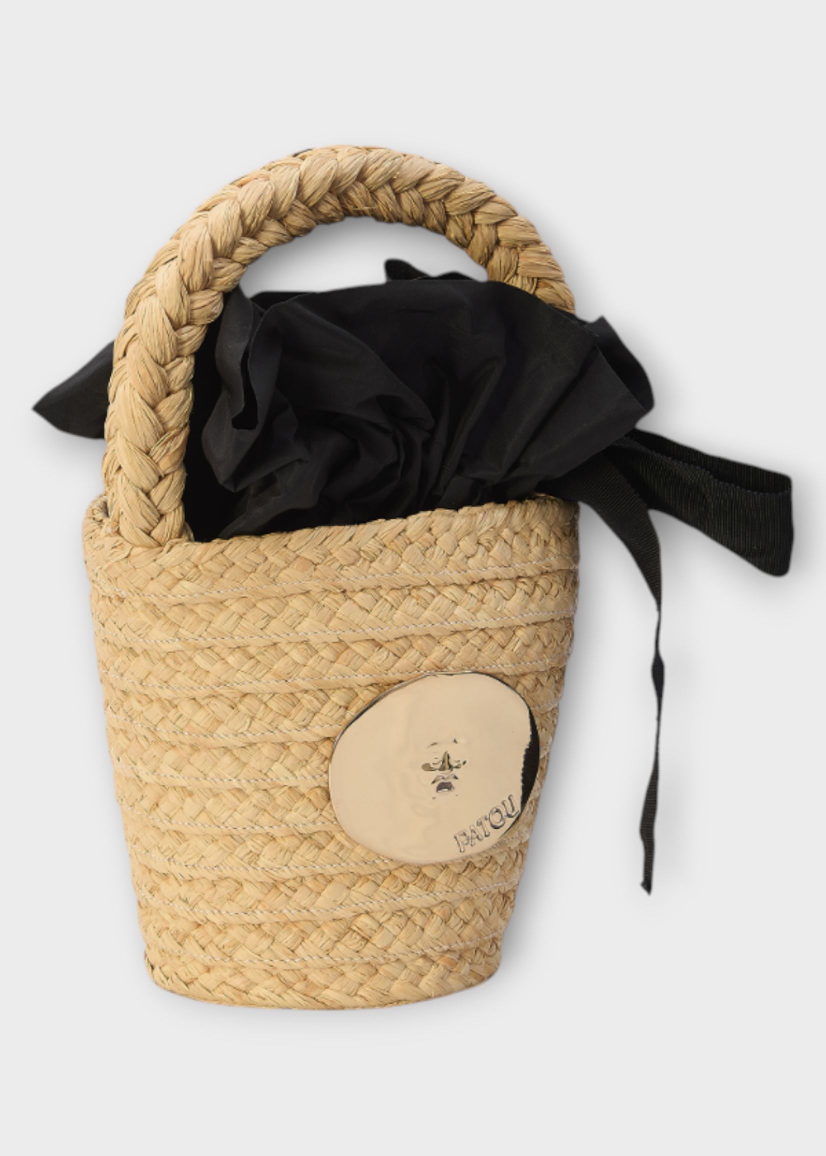 Patou Patou Bag, Beige, Raffia Bucket Bag In Vanilla