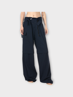 Ottolinger Ottolinger Trousers, Navy, Baggy Cut Out Waist Cargo Pants w/ Beige Stripes