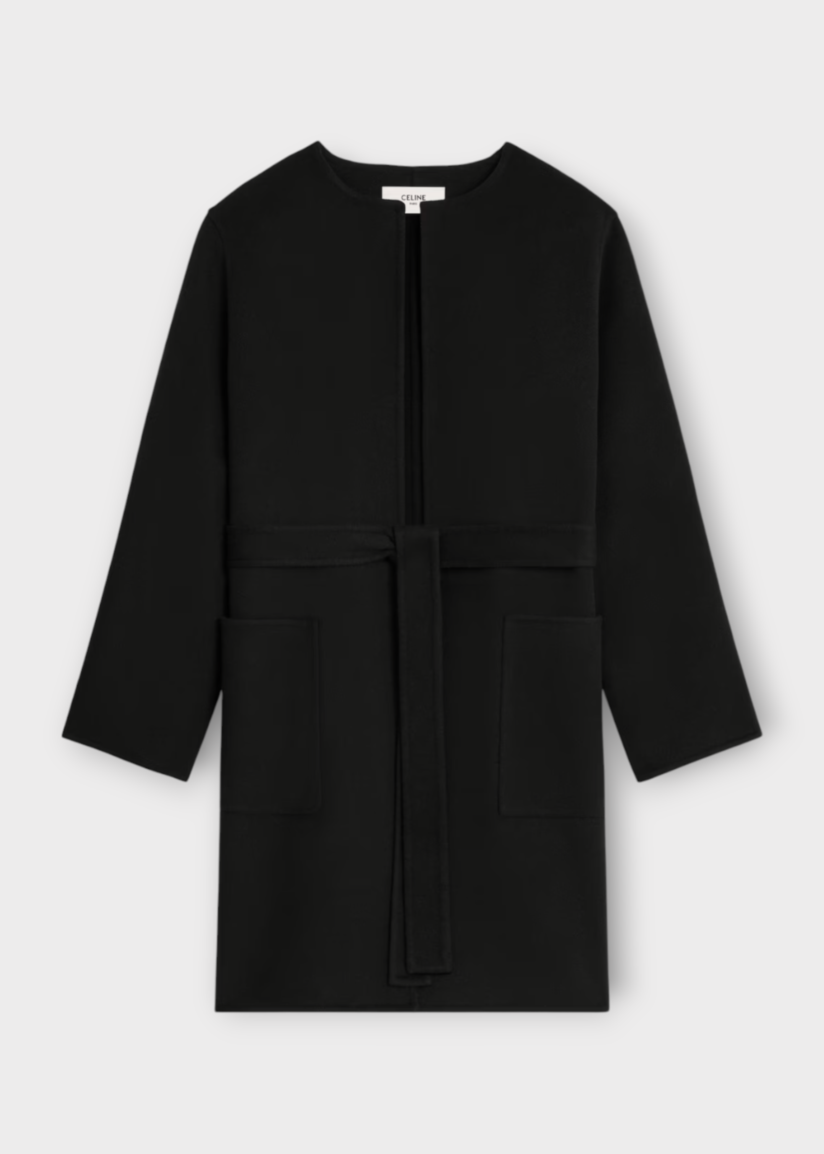 Celine Celine Coat, Black, Wool & Cashmere Double Faced Belted Coat