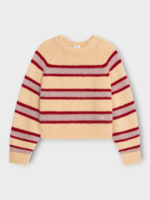Celine Celine Knitwear, Multi, Cashmire Oversized Crew Neck Striped Pullover In Vanilla, Pink & Red