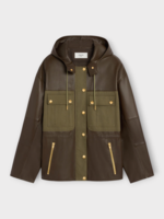 Celine Celine Jacket, Green, Lambskin Hooded Chest Pockets In Dark Khaki