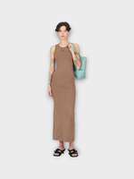 Loewe Loewe Dress, Brown, Wool Mix Tank Long Dress In Chocolate Brown w/ Anagram Embroidery
