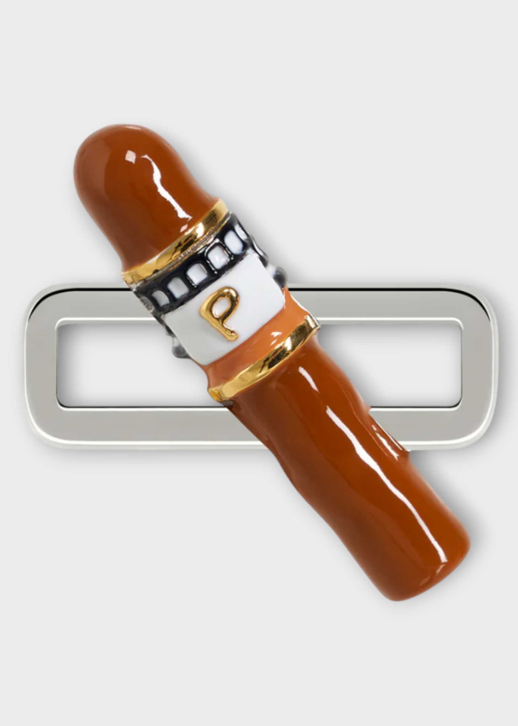 Poubel Poubel Charm, Print, Cigar Hand Painted Enamel w/ Sterling Silver