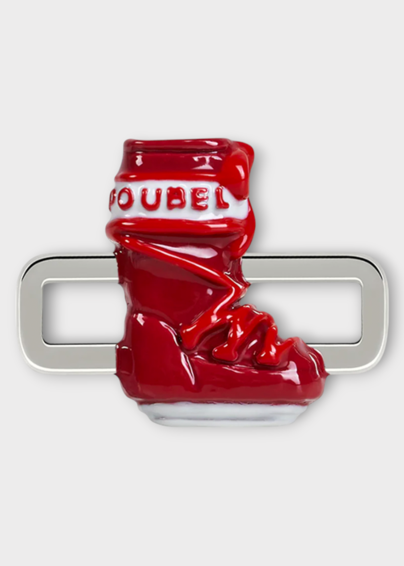 Poubel Poubel Charm, Print, Red Moonboot Hand Painted Enamel w/ Sterling Silver