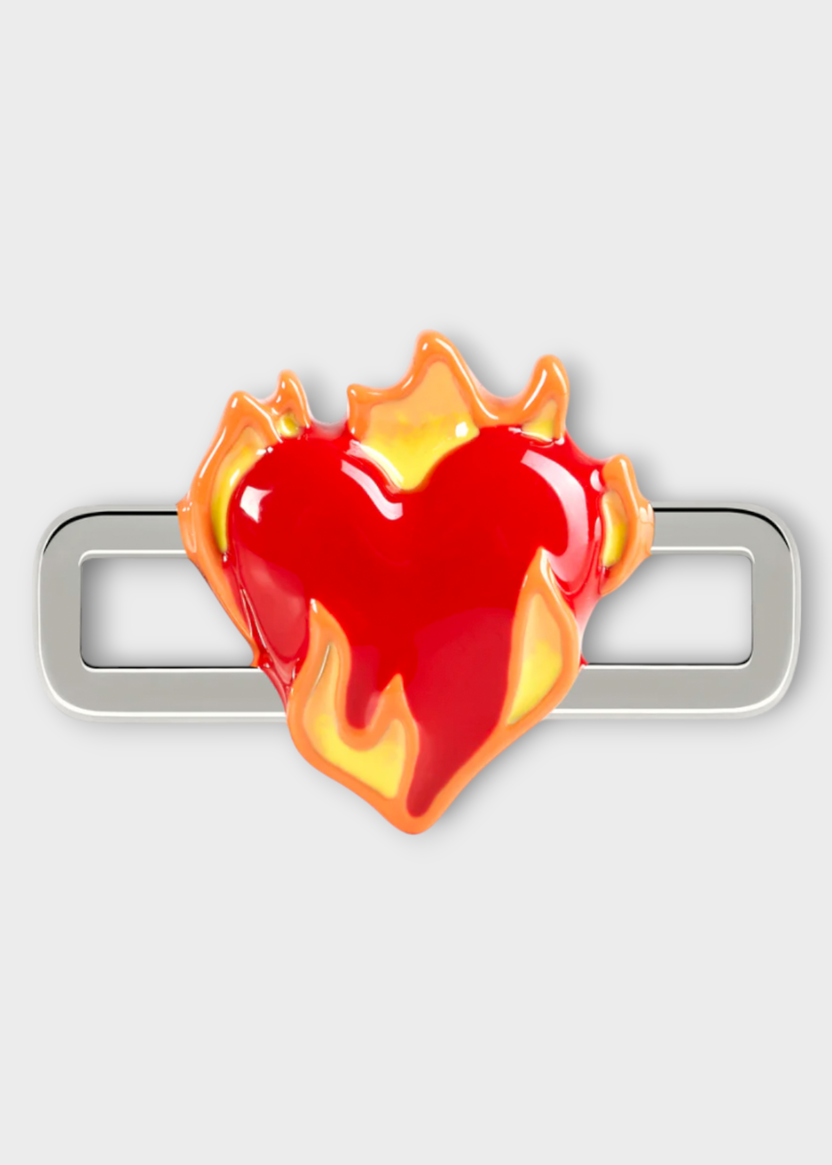 Poubel Poubel Charm, Print, Heart-On-Fire Hand Painted Enamel w/ Sterling Silver