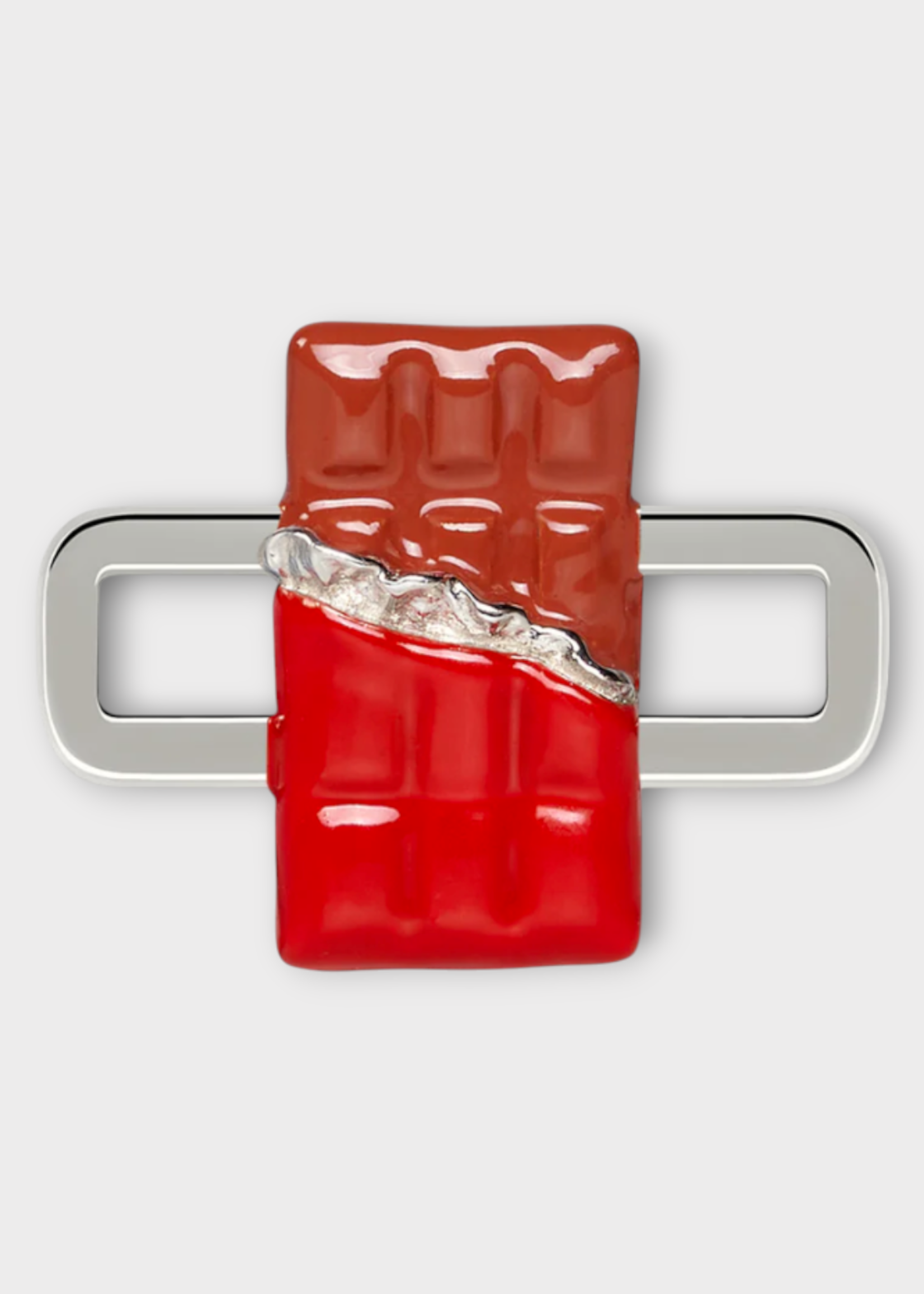 Poubel Poubel Charm, Print, Chocolate Bar Hand Painted Enamel w/ Sterling Silver