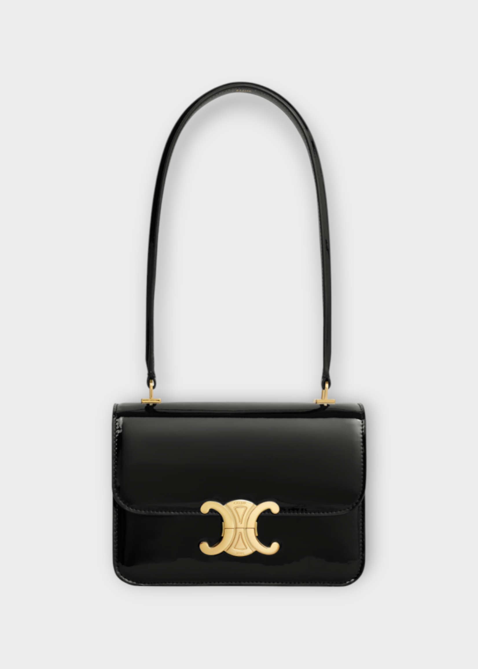 Celine Celine Bag, Black, Teen Garance Patent Calf Leather Shoulder Bag in Black w/ Triomphe Metallic Closure