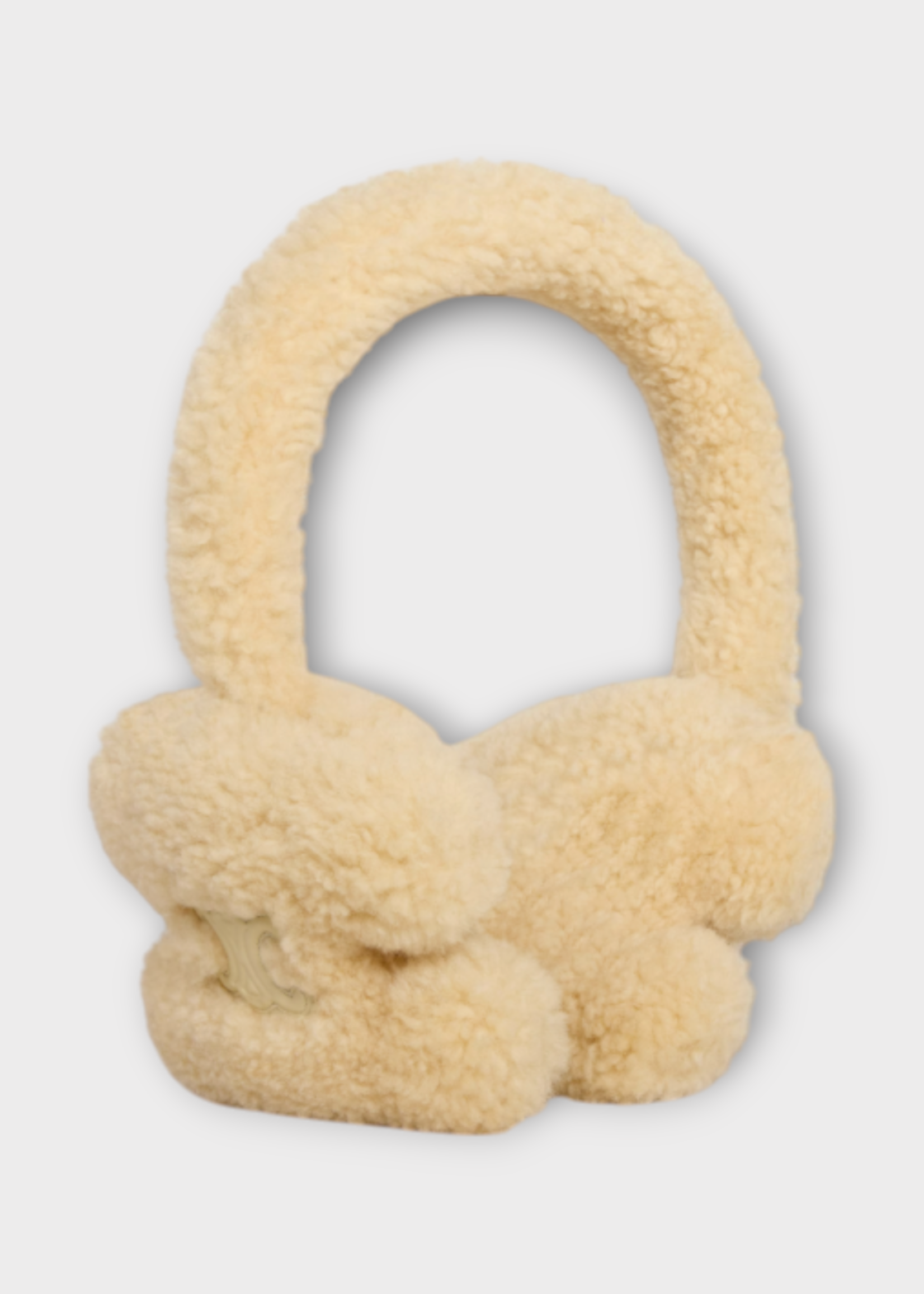 Celine Celine Hair Accessory, Beige, Shearling Triomphe Ear Muffs in Vanilla