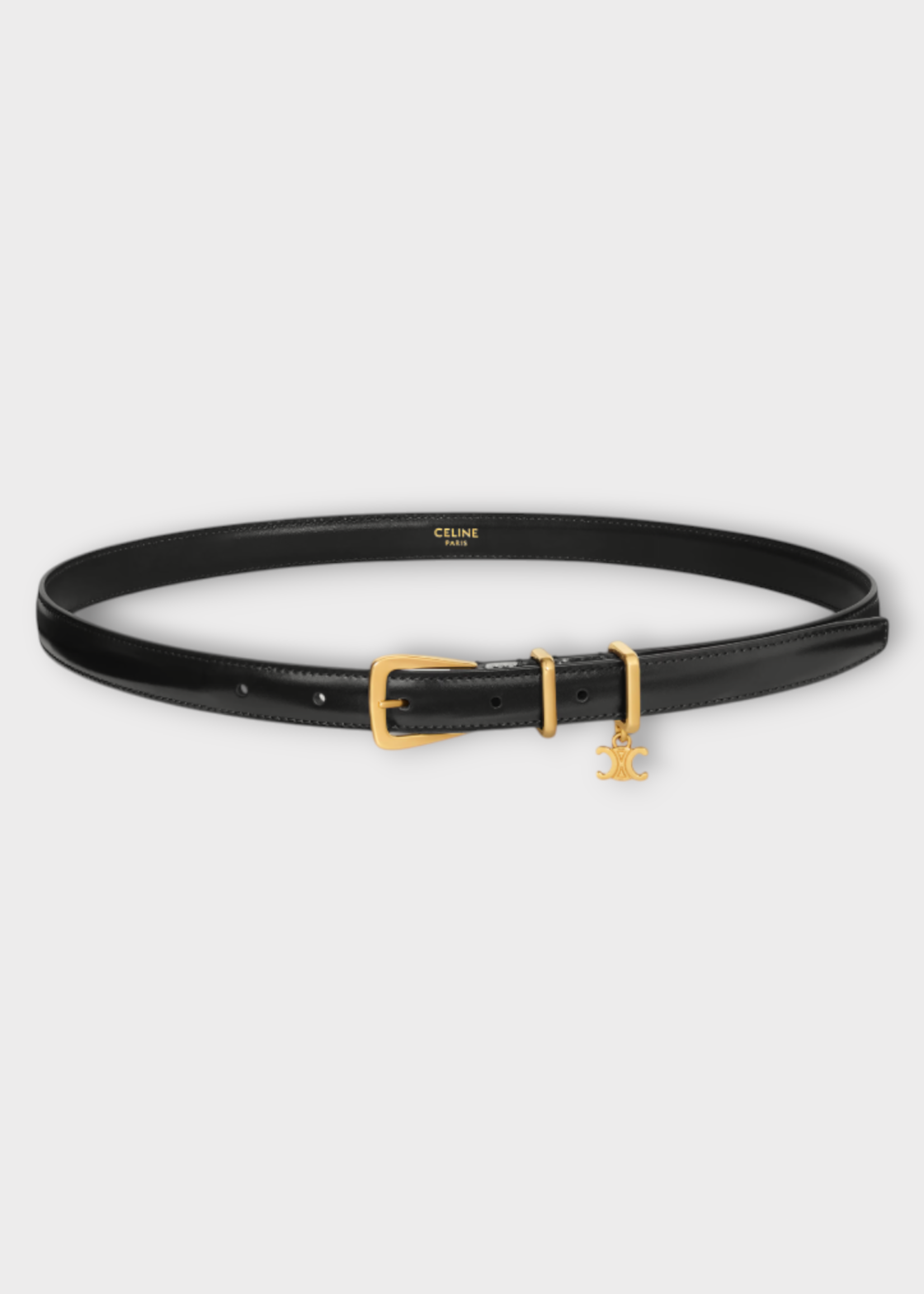 Celine Celine Belt, Black, Bull Leather Elegant Belt In Black w/ Charm