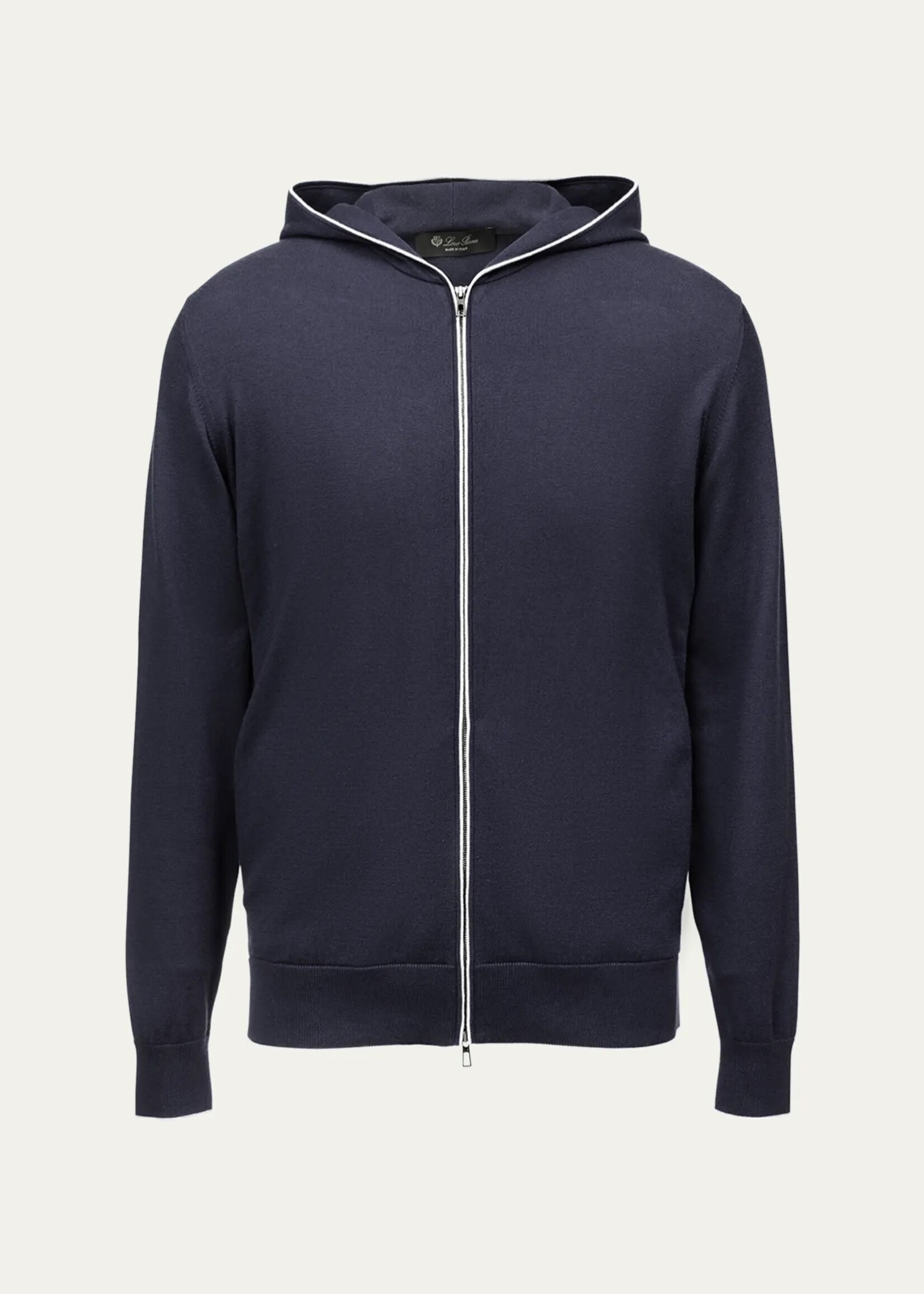 Loro Piana Loro Piana Jacket, Blue, Asago Soft Mix Cotton & Cashmere Hooded Bomber In Blue & Grey Melange