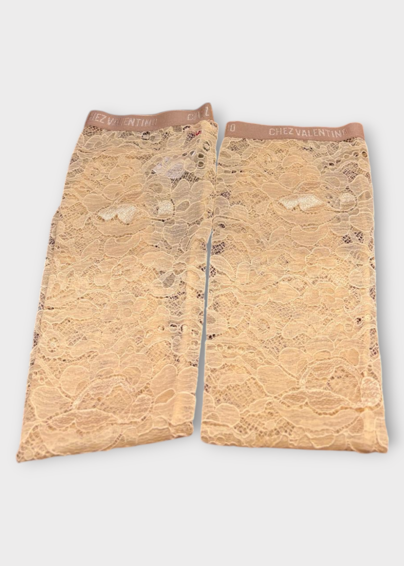 Valentino Valentino Socks, Beige, Lace Knee High Socks in Betula