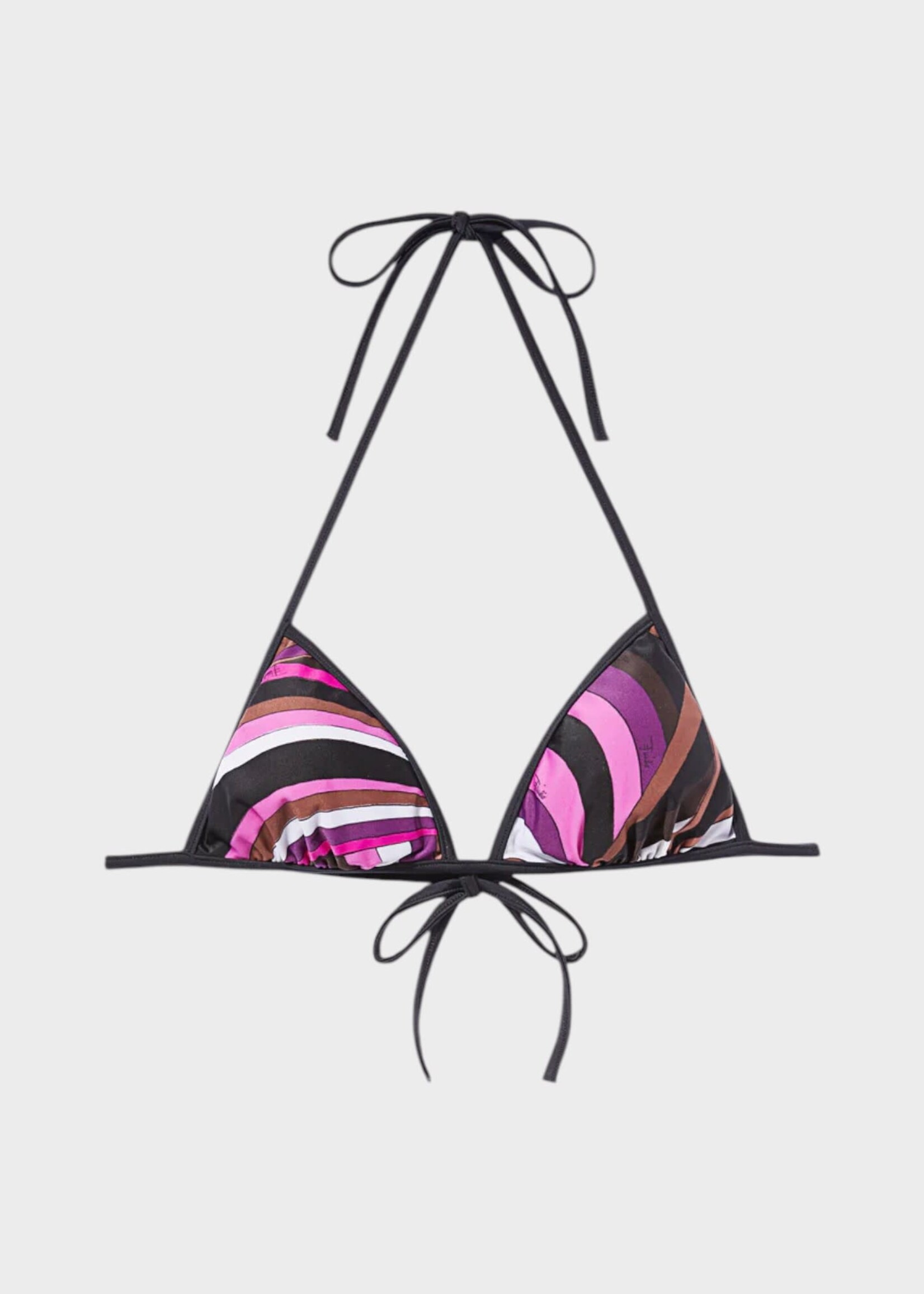 Emilio Pucci Emilio Pucci Swimwear, Print, Jersey Triangle Bikini Bra in Fuchsia & Brown w/ Iride Print