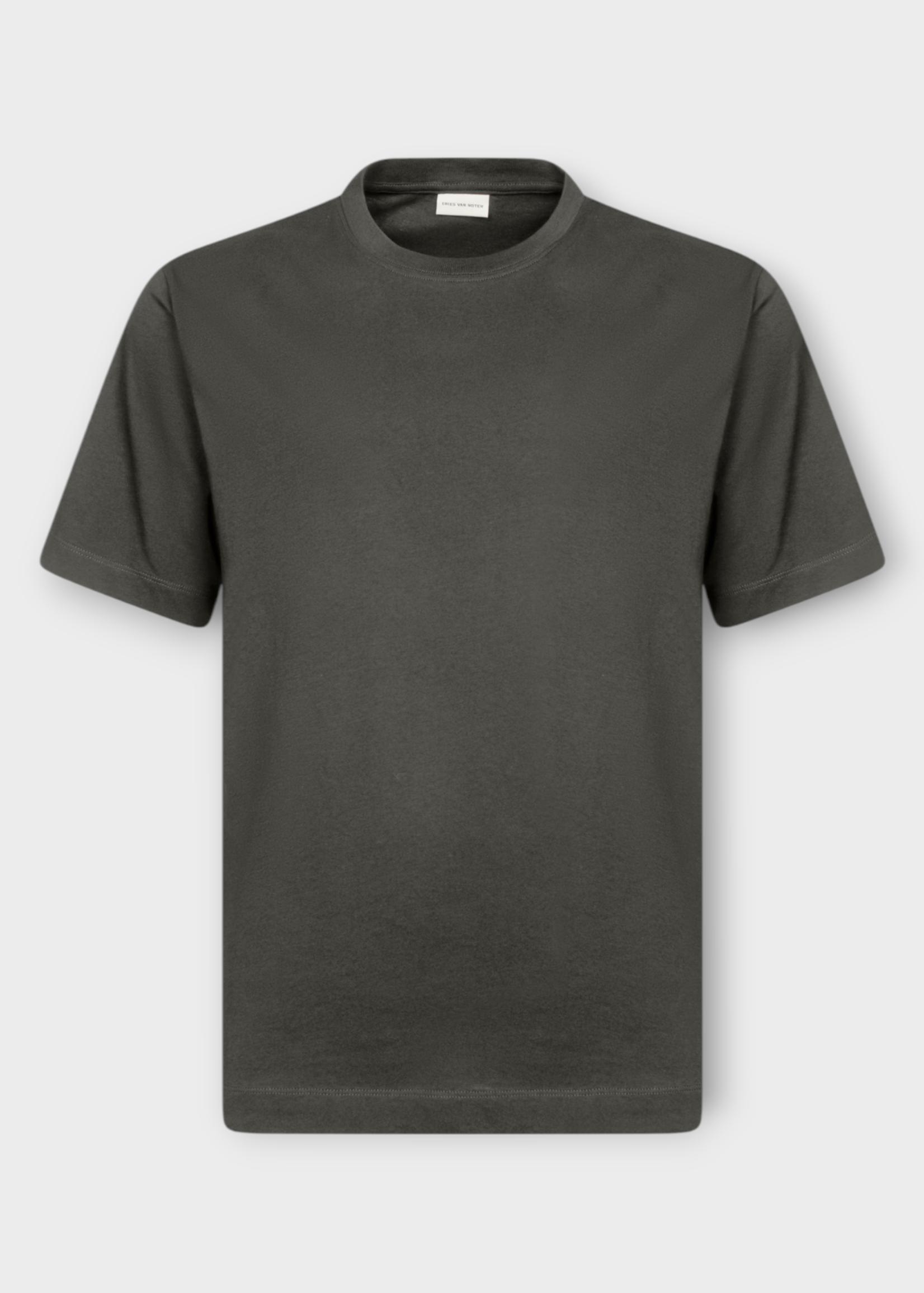 Dries Van Noten Dries Van Noten T-Shirt, Grey, Hertz Cotton Regular Fit Crew Neck T-Shirt in Dark Grey