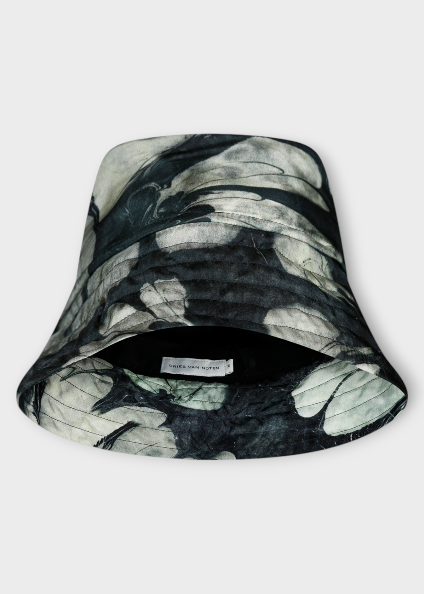 Dries Van Noten Dries Van Noten Hat, Print, Gilly Silk Bucket Hat in Green w/ All Over Flower Print