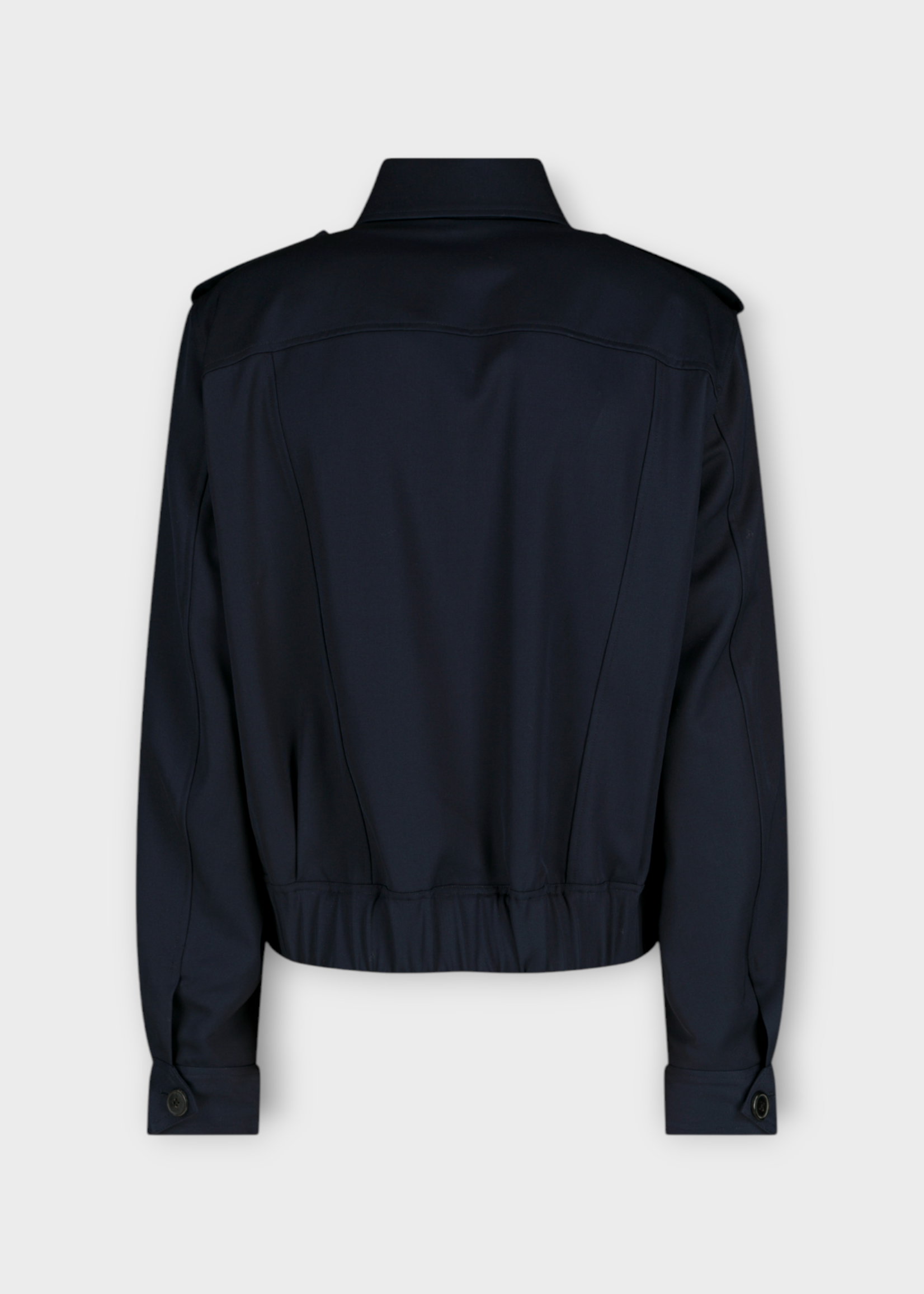 Dries Van Noten Dries Van Noten Jacket, Navy, Vleo Virgin Wool Regular Fit Collared Cropped Jacket