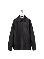 Loewe Loewe Shirt, Black, Puzzle Lamb Leather Collared Button Up Shirt In Black