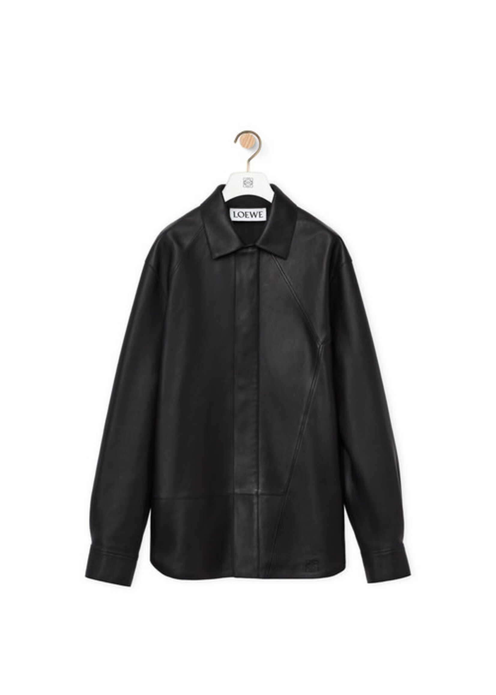 Loewe Loewe Shirt, Black, Puzzle Lamb Leather Collared Button Up Shirt In Black