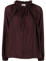 Lanvin Lanvin Shirt, Red, V-Neck Flare Long Sleeve Blouse In Amarena