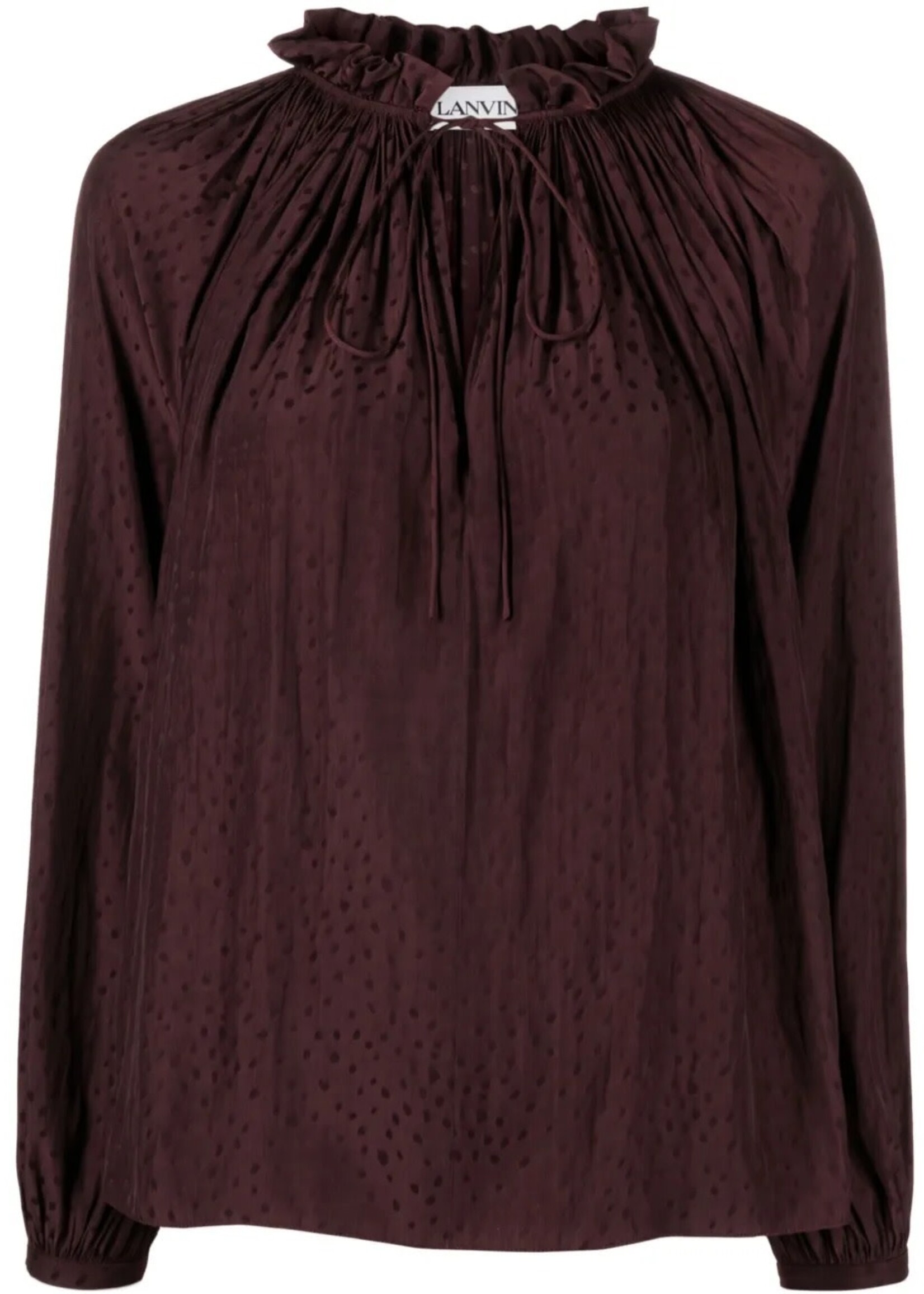 Lanvin Lanvin Shirt, Red, V-Neck Flare Long Sleeve Blouse In Amarena