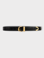 Khaite Khaite Belt, Black, Bambi Calf Leather Skinny Belt In Black w/ Gold Hardware