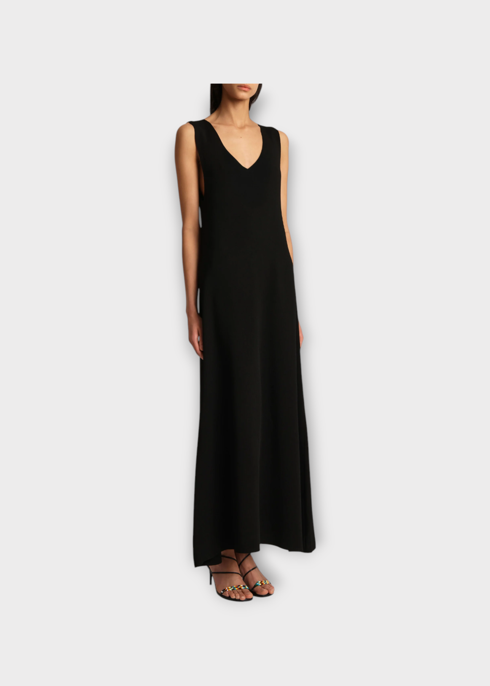 Khaite Khaite Dress, Black, Keran Deep V-Neck Sleeveless Long Dress In Black
