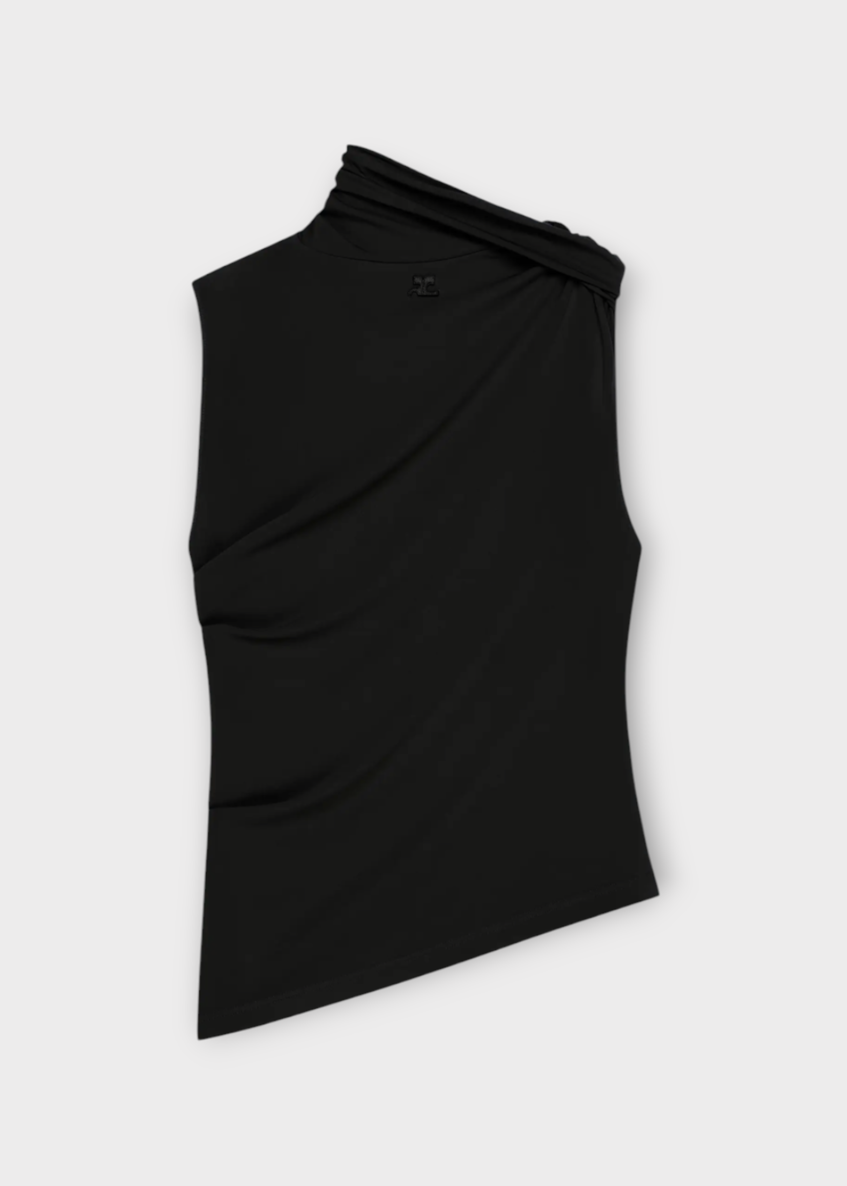 Courreges Courreges Top, Black, Asymmetrical Sleeveless Draped Top in Black