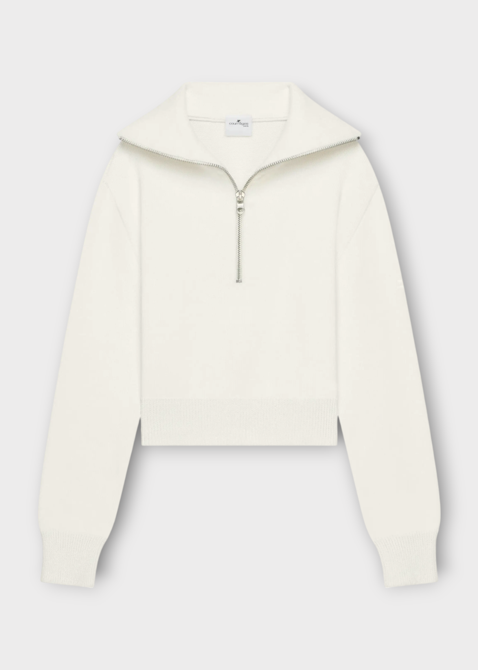 Courreges Courreges Knitwear, White, Trucker Cotton Zipped Sweater in Heritage White