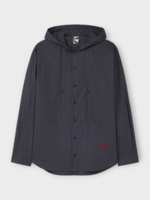GR10K GR10K Shirt, Grey, Poplin Button Up Hooded Shirt In Convoy Grey