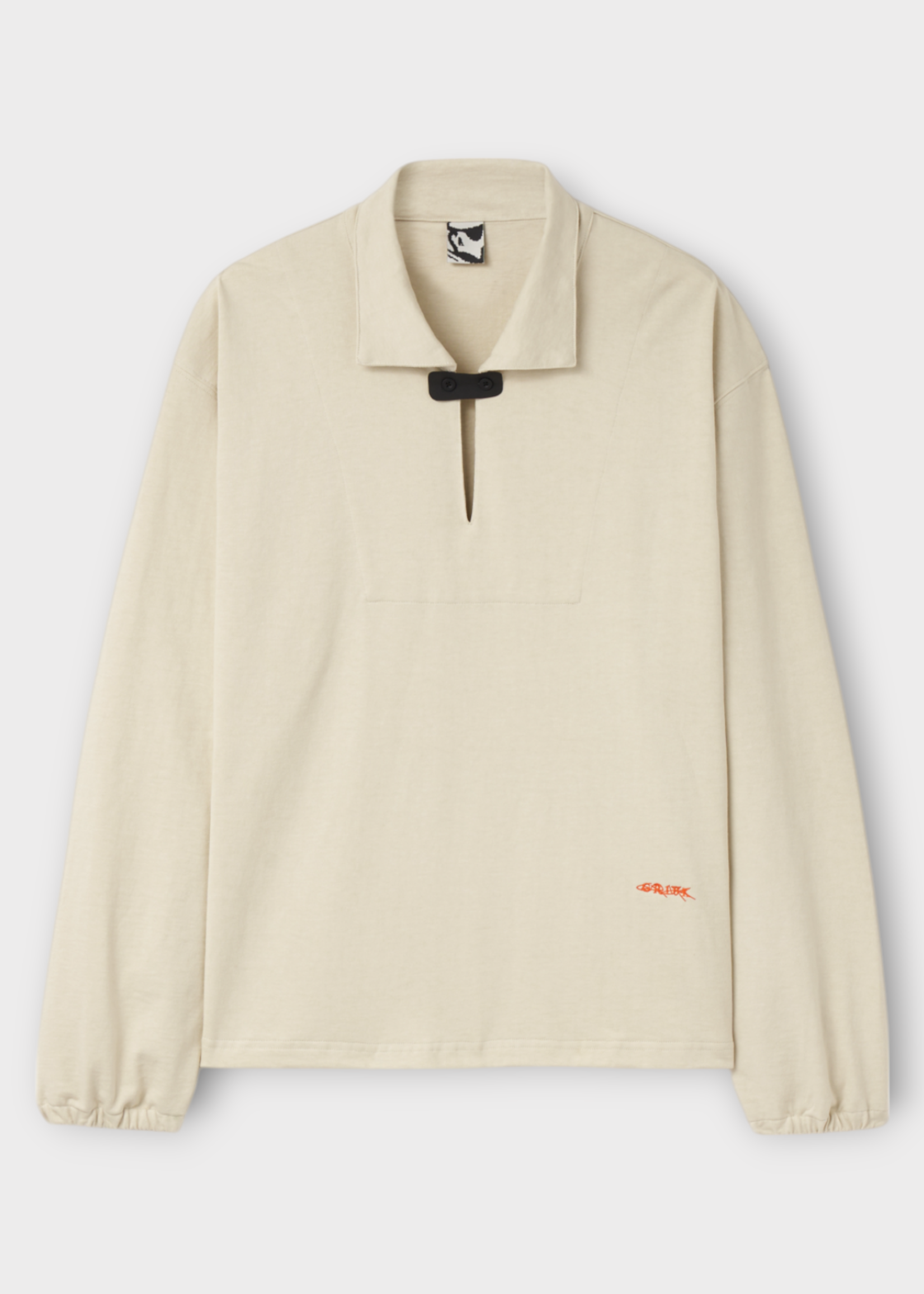 GR10K GR10K Sweatshirt, White, Jersey Cotton Collared Mid Layer Sweatshirt In Stone White