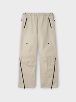 GR10K GR10K Trousers, White, Field Straight Leg Zipped Pants In Dusty White