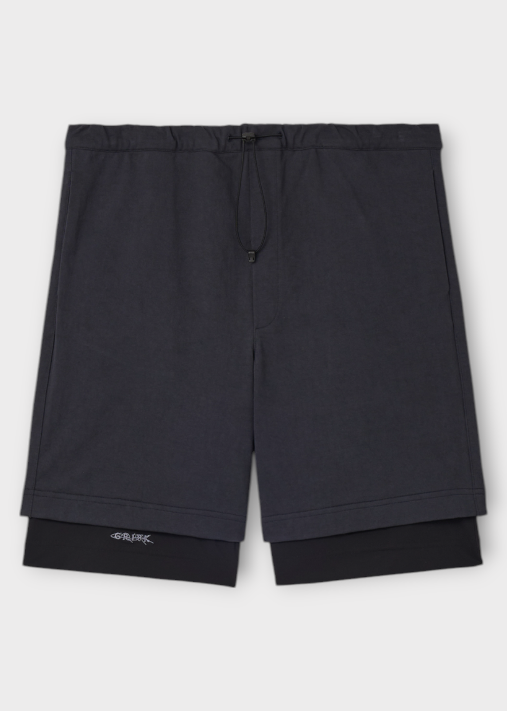 GR10K GR10K Shorts, Grey, Cotton Drawstring Waist Double Layer Utility Shorts In Charcoal