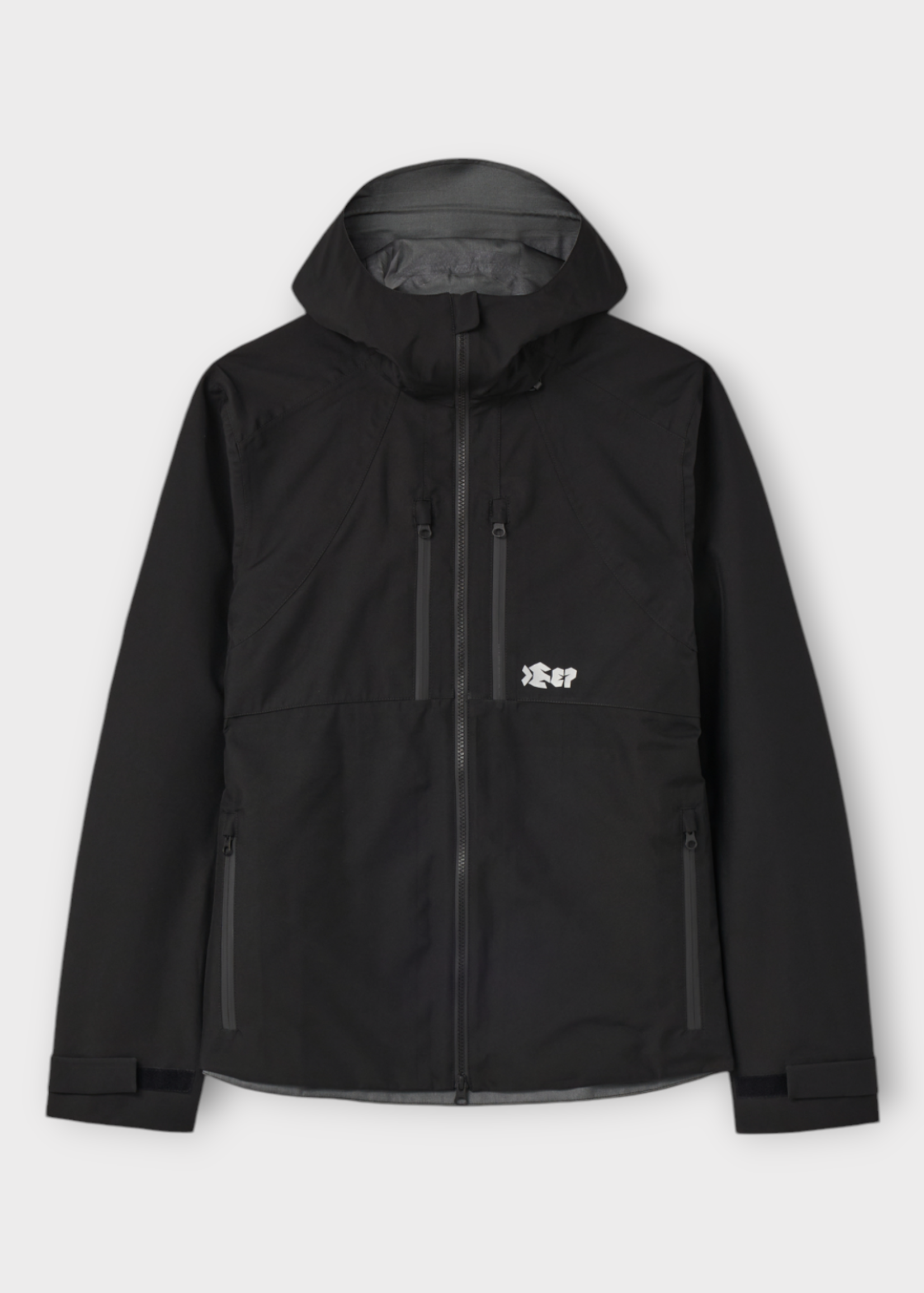 GR10K GR10K Jacket, Black, Hooded Zipped Deep Shell Jacket In Black