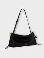 Alaia Alaia Bag, Black, Glossy East West Leather Curved Medium Shoulder Bag In Noir