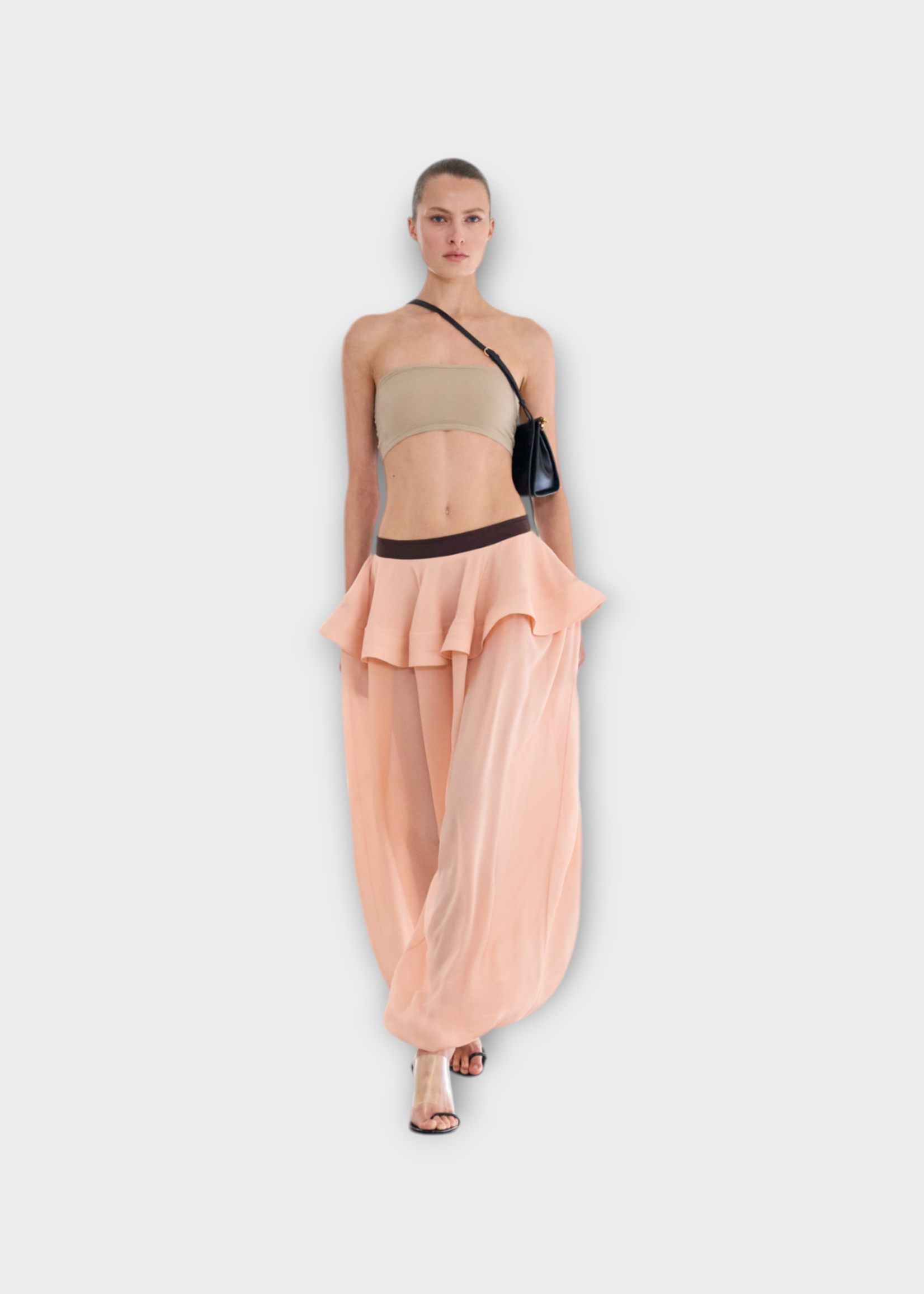 Alaia Alaia Bag, Black, Glossy East West Leather Curved Medium Shoulder Bag In Noir