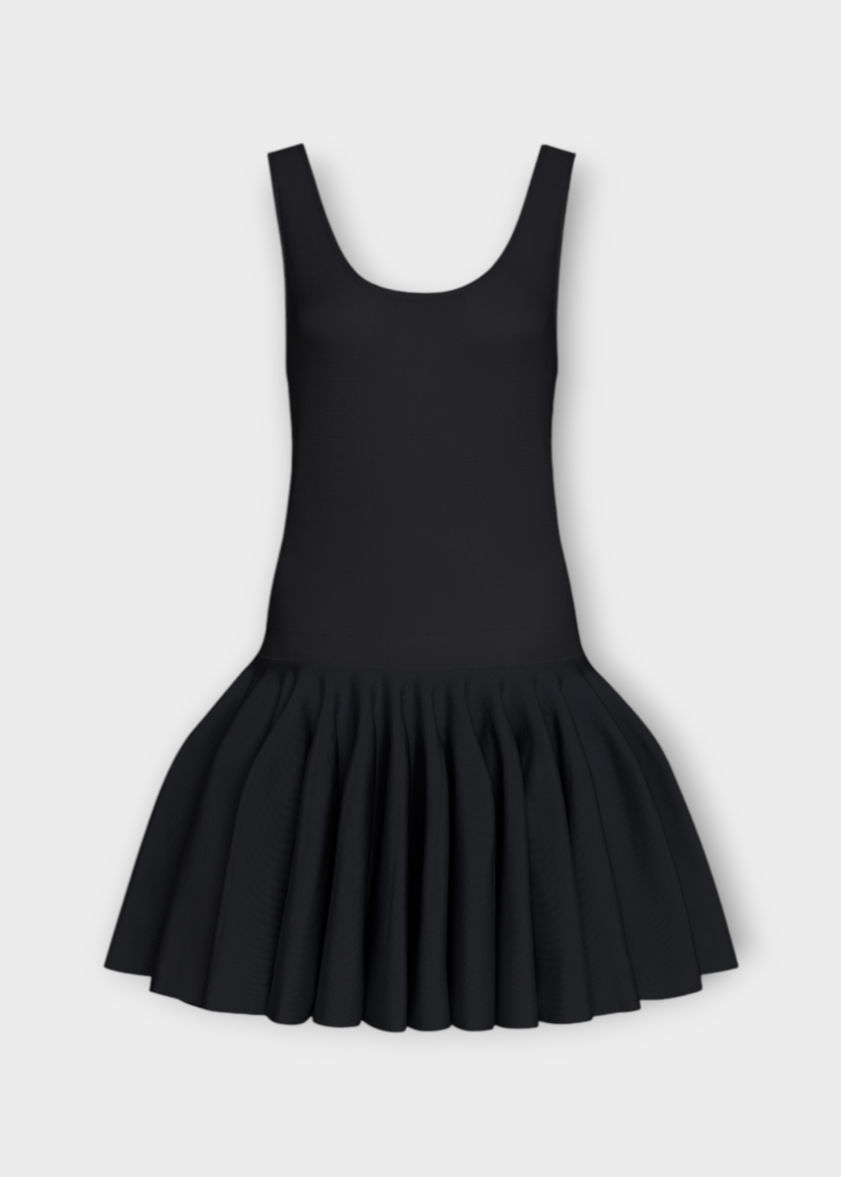 Alaia Alaia Dress, Black, Godet Fitted Tank Bodice & Skater Skirt Mini Dress In Noir Alaia