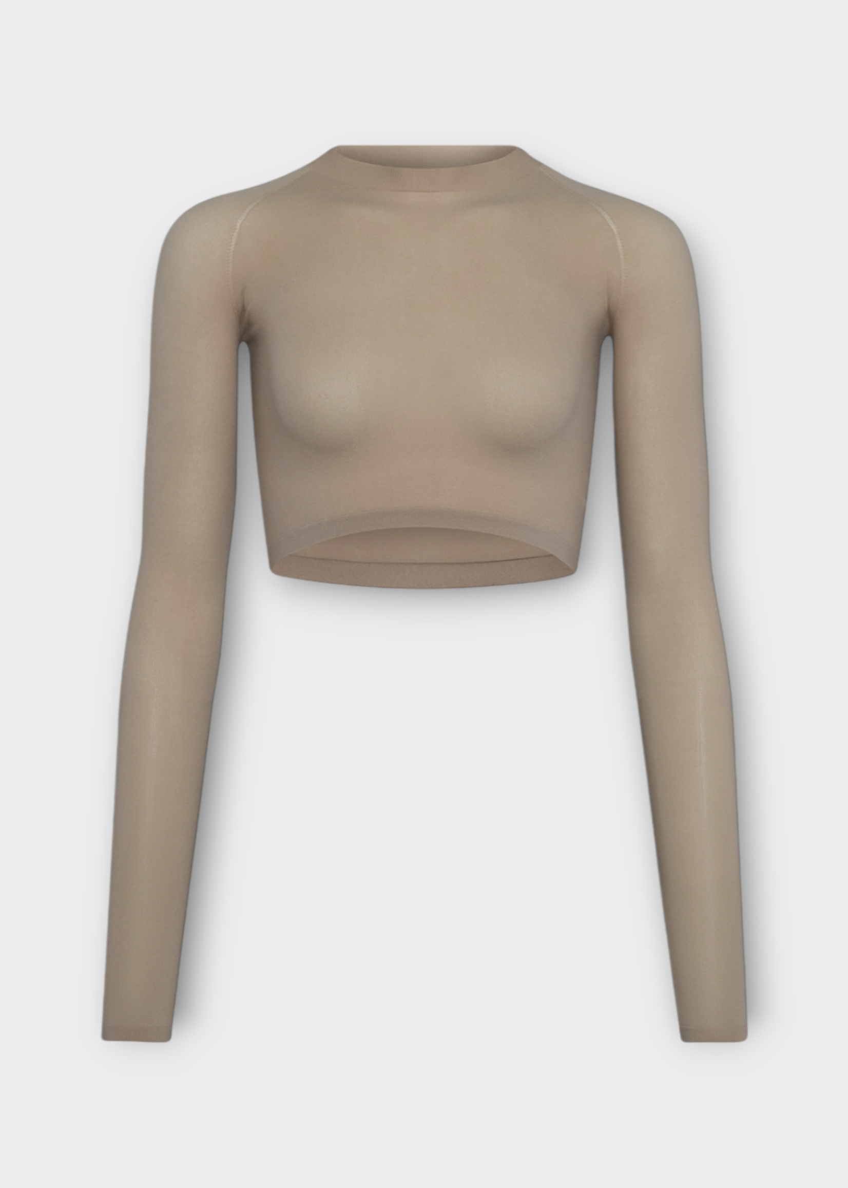 Alaia Alaia Top, Beige, Fitted High Neck Crop Top In Mastic