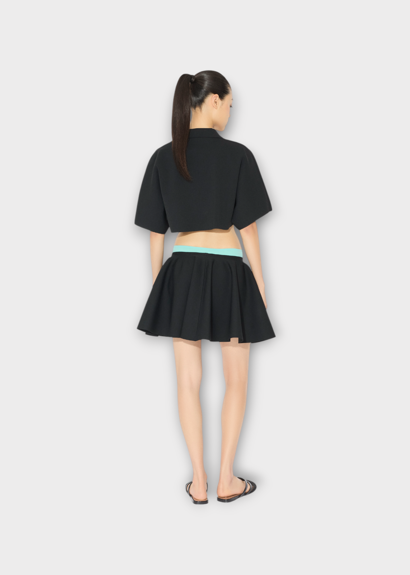 Alaia Alaia Skirt, Black, Godet Knitted Mini Skirt In Noir Alaia