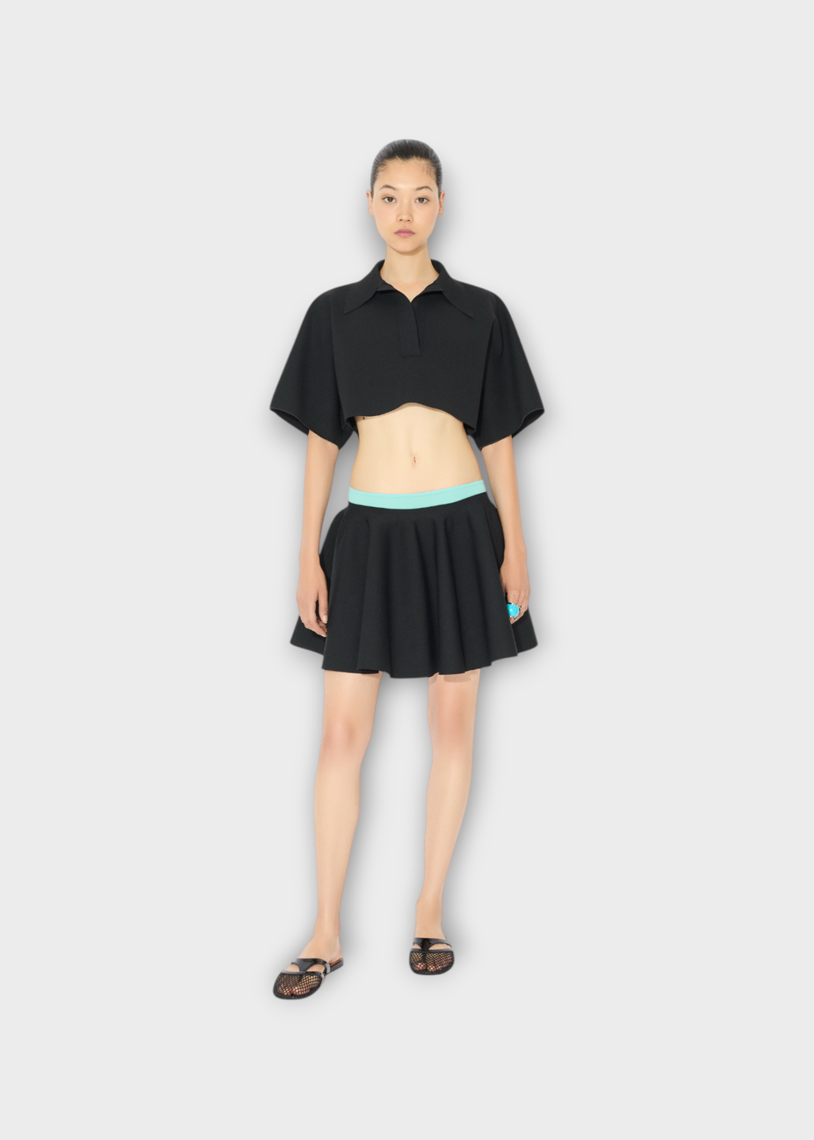 Alaia Alaia Skirt, Black, Godet Knitted Mini Skirt In Noir Alaia