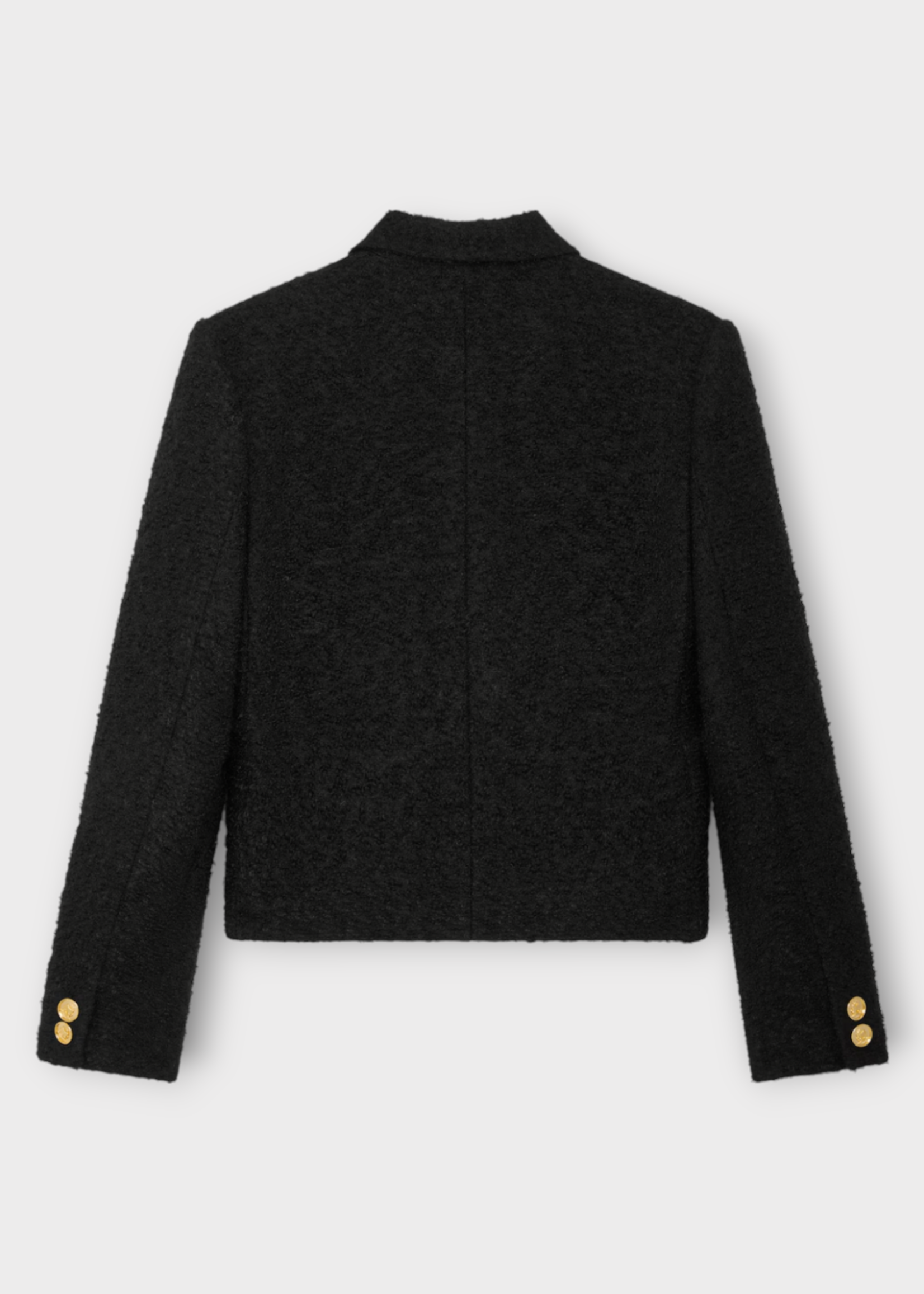 Celine Celine Jacket, Black, Wool Mix Collared Button Up Jacket In Black w/ Pockets