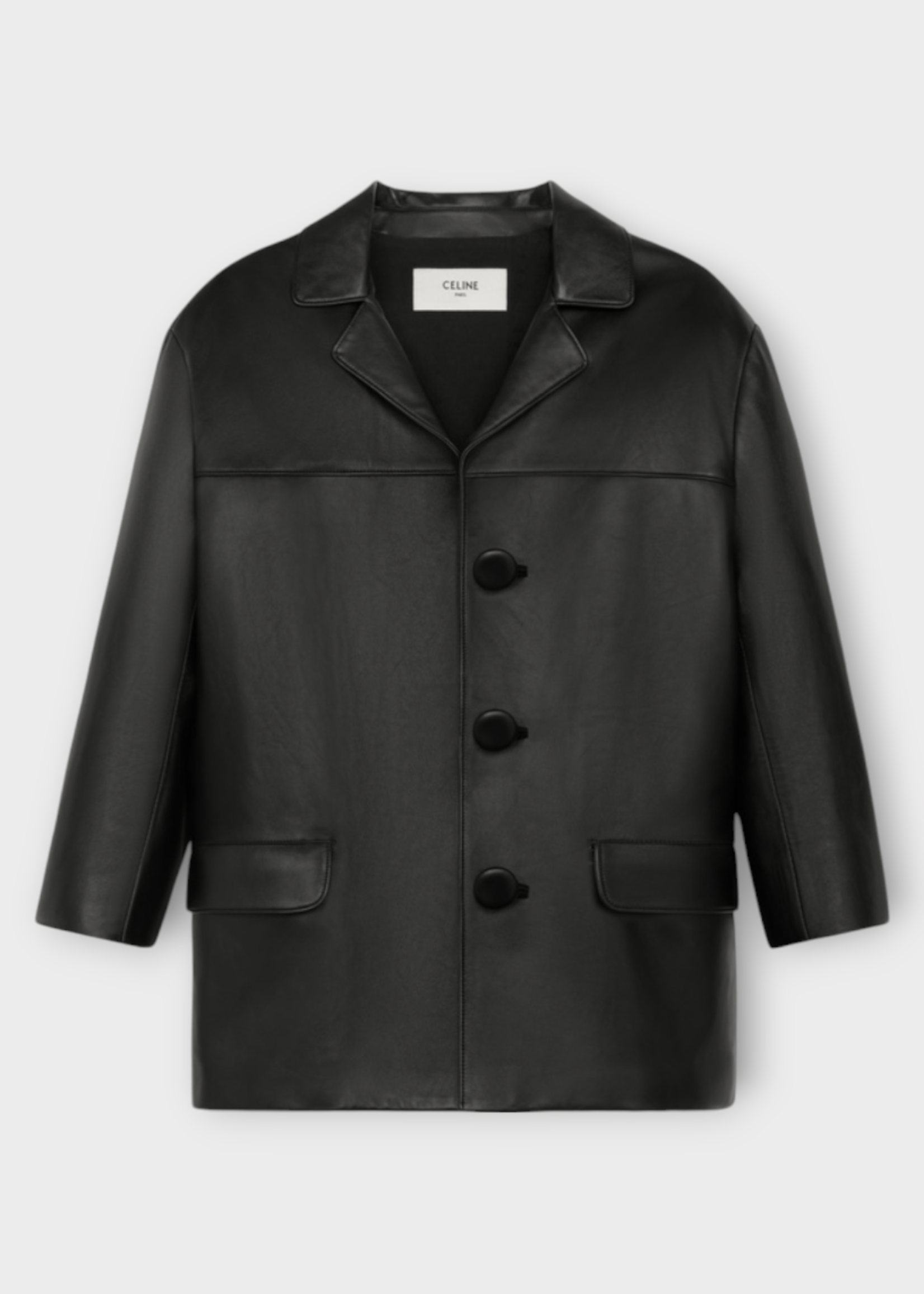 Celine Celine Jacket, Black, Lamb Leather Collared Single Breasted Blazer In Black