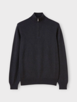 Loro Piana Loro Piana Knitwear, Multi, Cashmere Half Zipped Sweater In Black Grey Melange