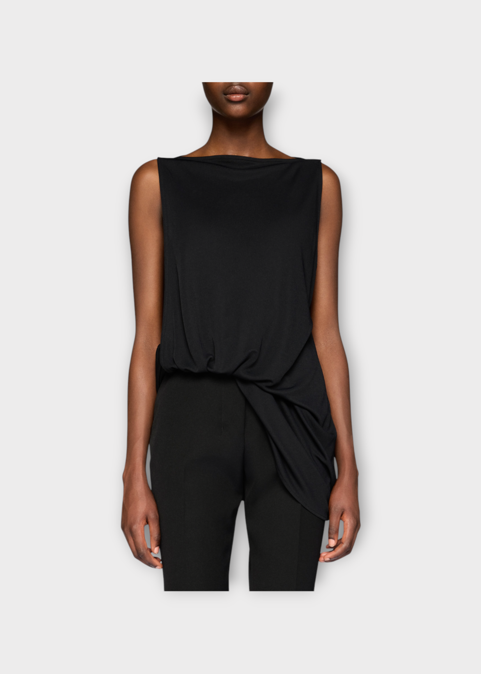 Jacquemus Jacquemus Top, Black, Le Haut Peplo Square Neck Sleeveless Asymmetric Top In Black